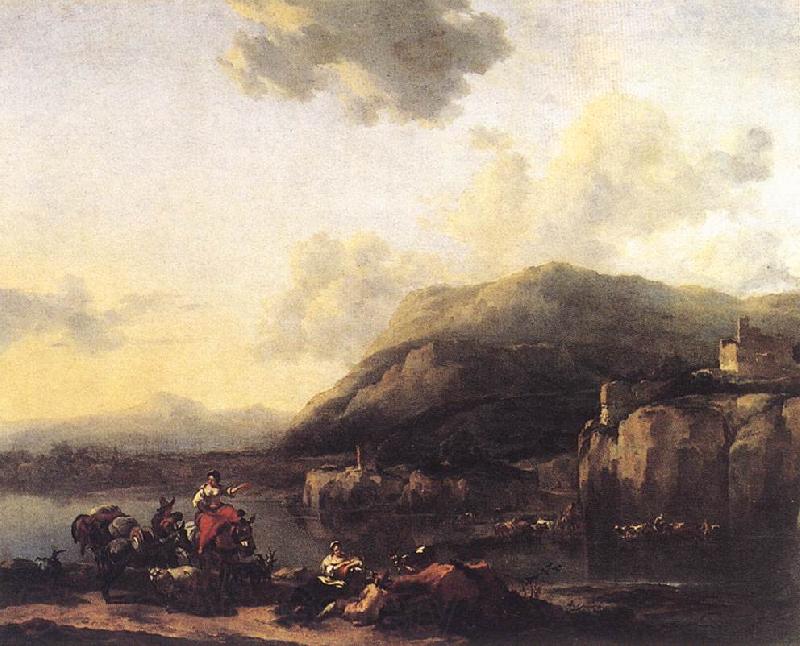 BERCHEM, Nicolaes Landscape with Jacob, Rachel, and Leah